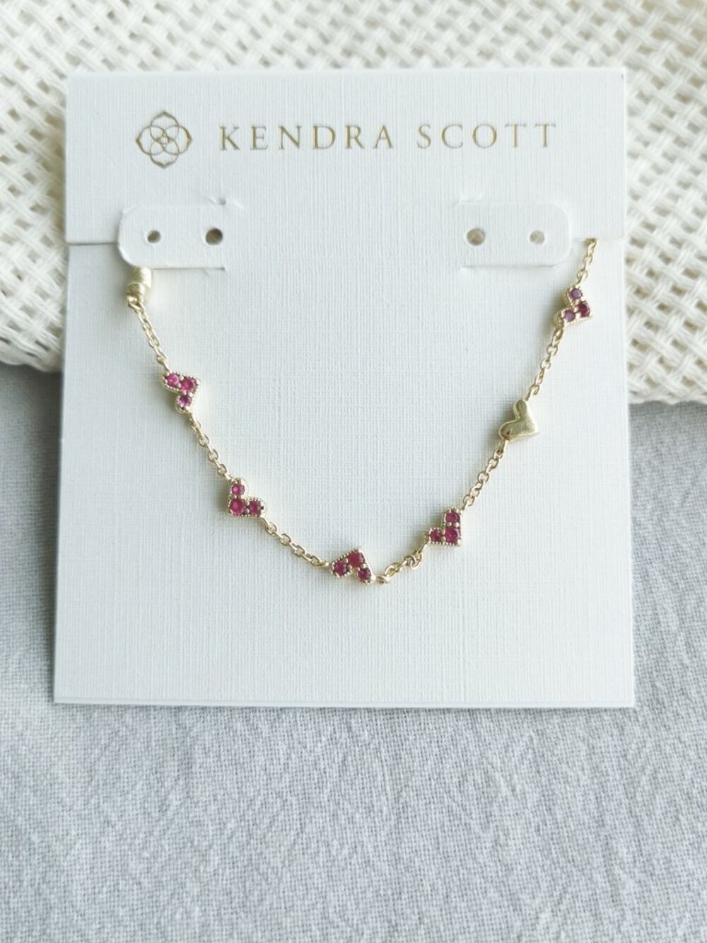 Kendra Scott Haven Heart Gold Chain Bracelet - Pink Crystal